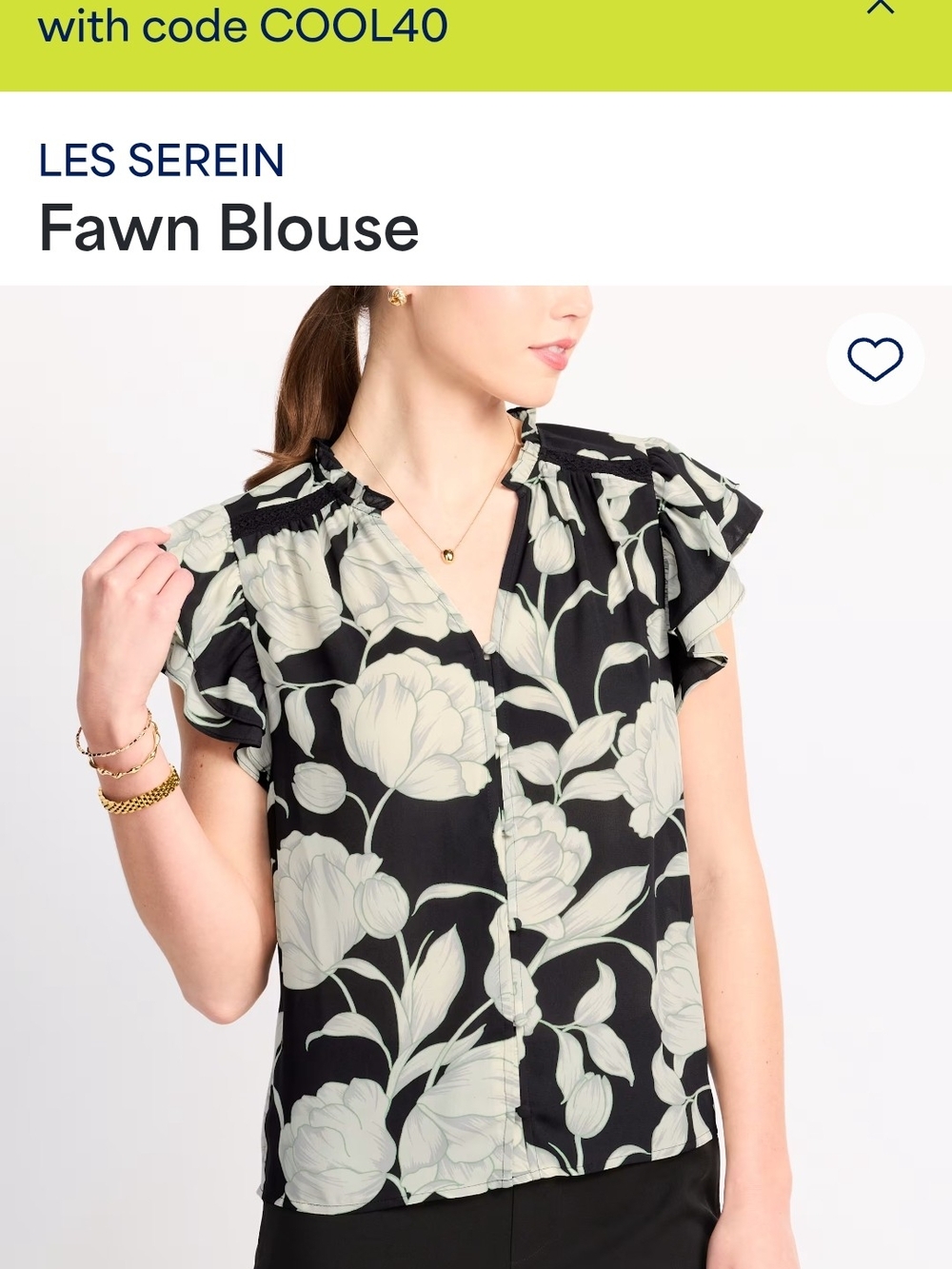Fawn Blouse - Black with Cream Floral
